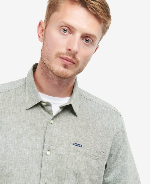 Barbour Nelson Regular Short-sleeved Shirt Olivengrøn | BABO87635