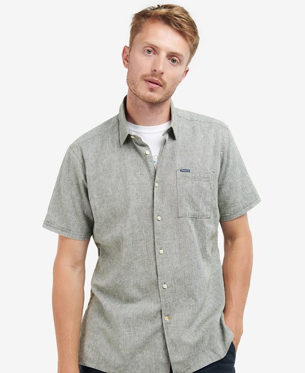 Barbour Nelson Regular Short-sleeved Shirt Olivengrøn | BABO87635