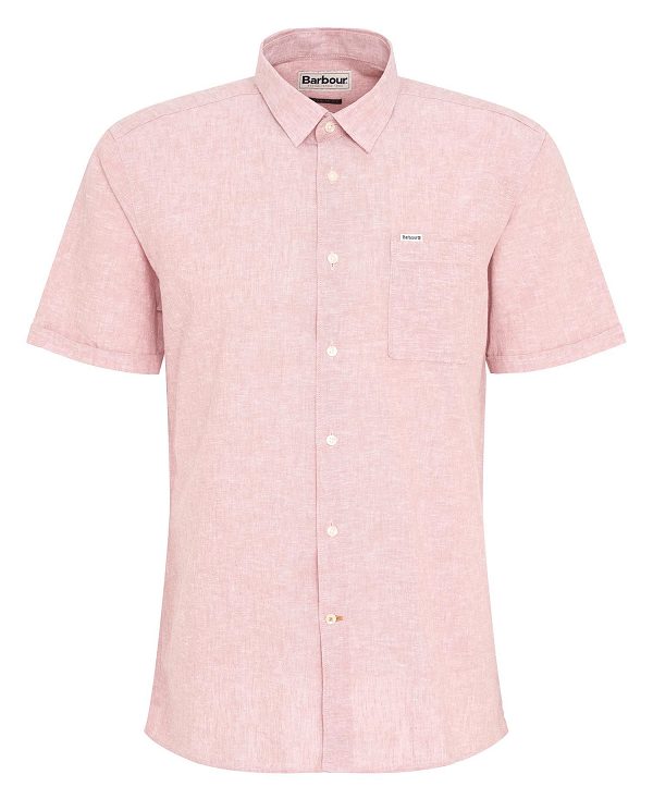 Barbour Nelson Regular Short-sleeved Shirt Lyserød | BABO87736