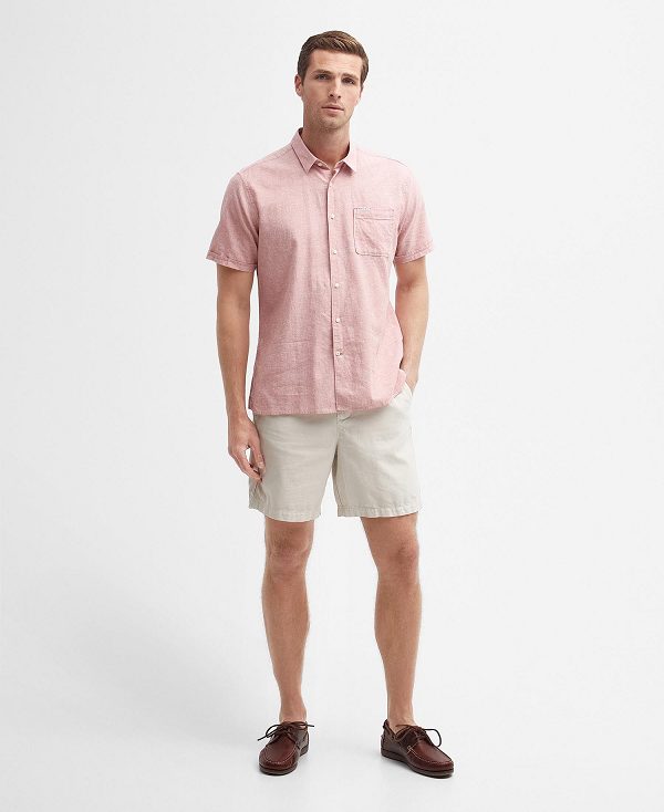 Barbour Nelson Regular Short-sleeved Shirt Lyserød | BABO87736