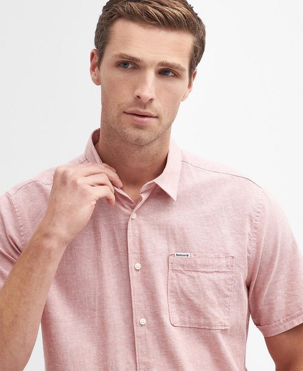 Barbour Nelson Regular Short-sleeved Shirt Lyserød | BABO87736