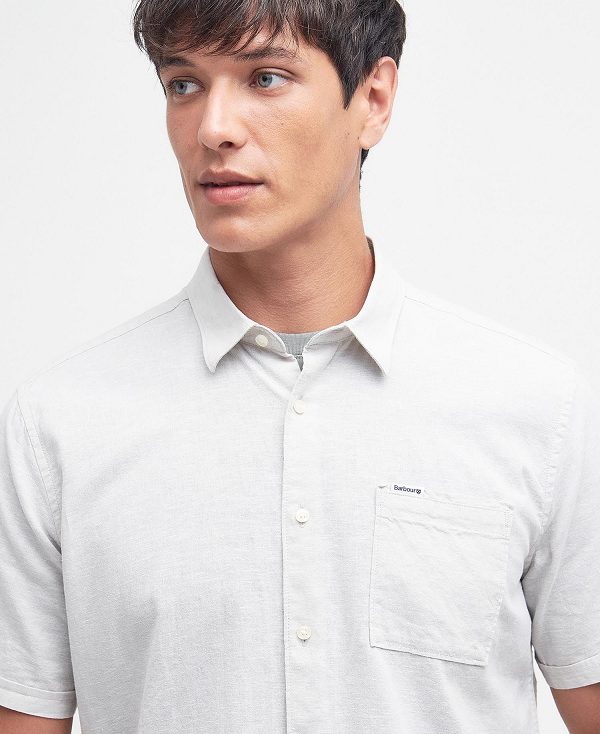 Barbour Nelson Regular Short-sleeved Shirt Hvide | BABO87737