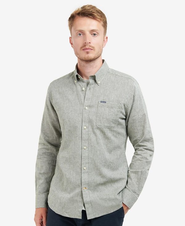 Barbour Nelson Tailored Long-sleeved Shirt Olivengrøn | BABO87632