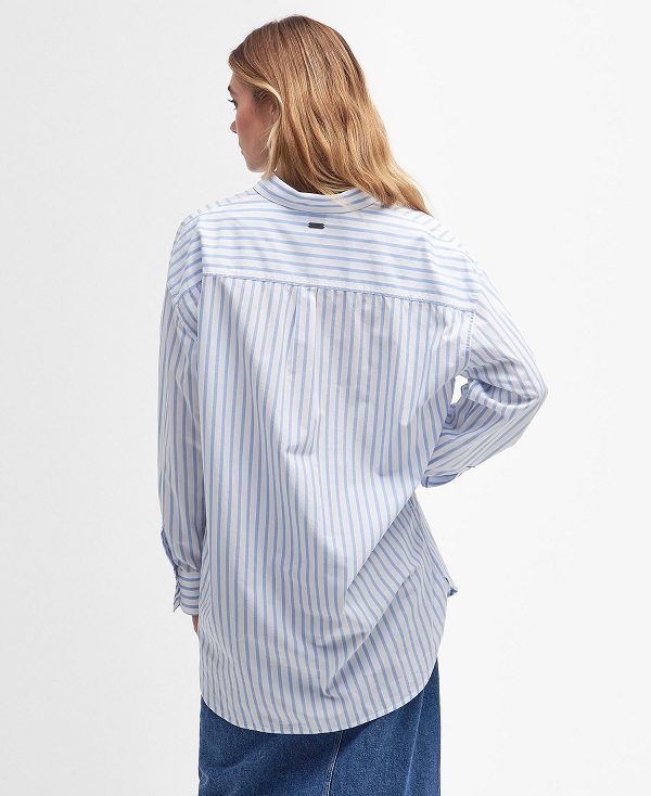 Barbour Nicola Striped Relaxed Long-sleeved Shirt Hvide Blå Striber | BABO89494