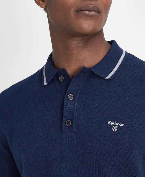 Barbour Nocton Knitted Long-sleeved Polo Shirt Mørkeblå | BABO88680