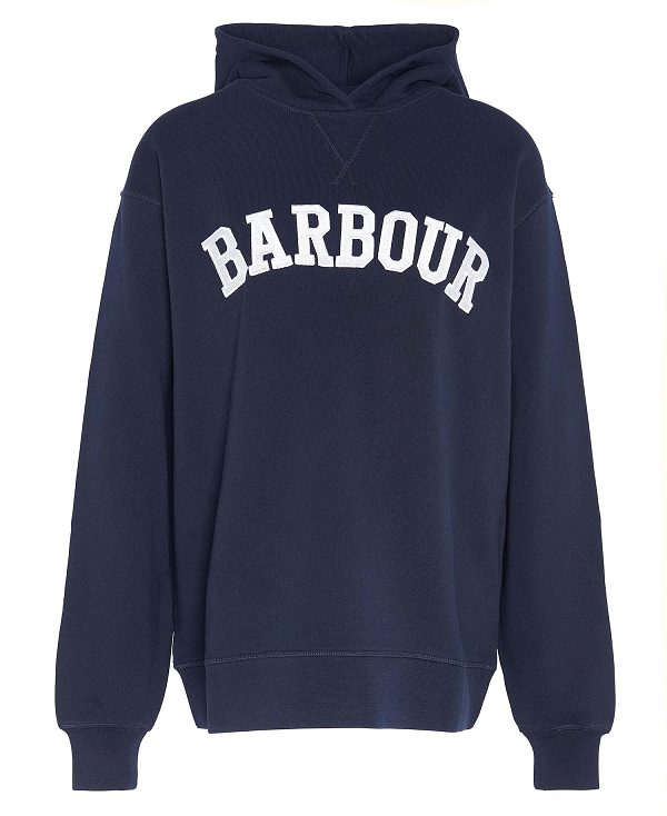 Barbour Northumberland Hoodie Mørkeblå Hvide | BABO89812