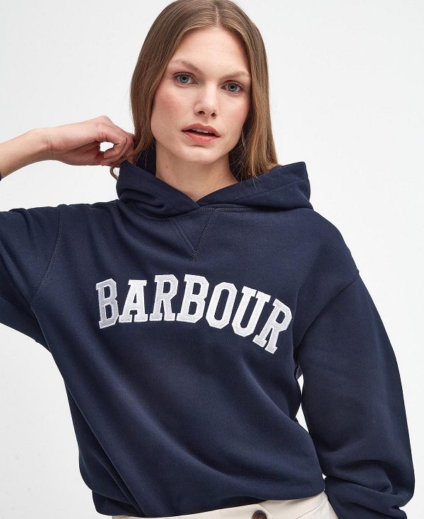 Barbour Northumberland Hoodie Mørkeblå Hvide | BABO89812