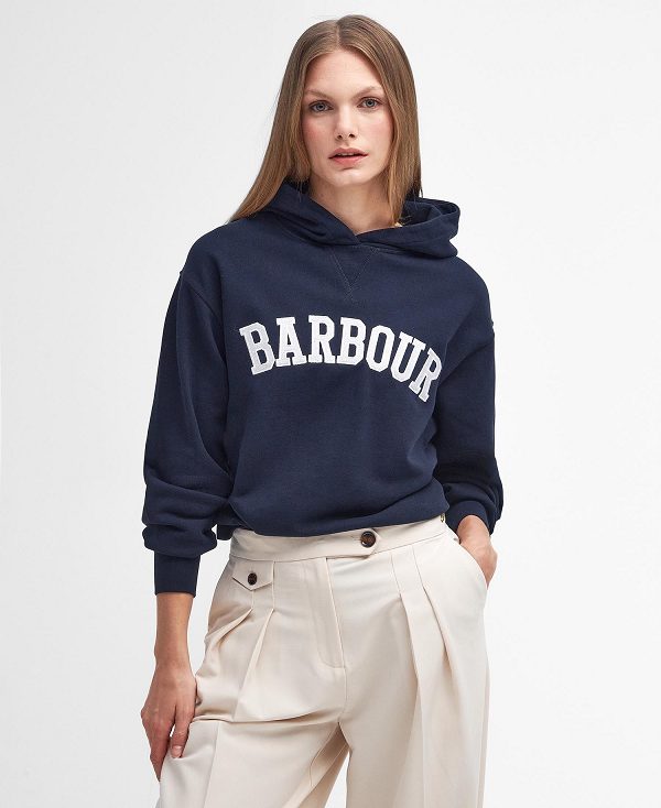 Barbour Northumberland Hoodie Mørkeblå Hvide | BABO89812