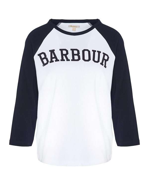 Barbour Northumberland T-shirt Hvide Mørkeblå | BABO89577