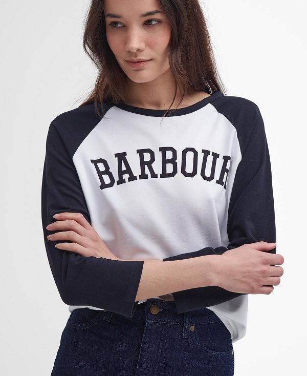 Barbour Northumberland T-shirt Hvide Mørkeblå | BABO89577