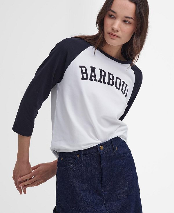 Barbour Northumberland T-shirt Hvide Mørkeblå | BABO89577