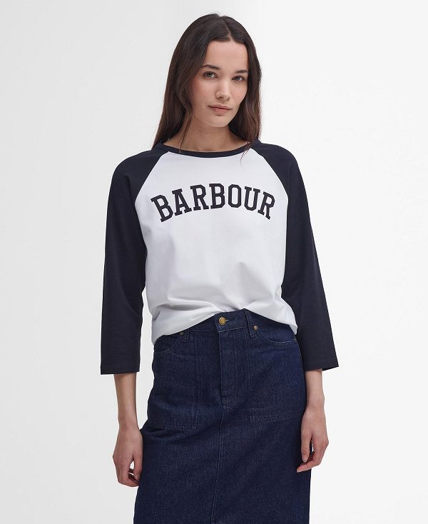 Barbour Northumberland T-shirt Hvide Mørkeblå | BABO89577