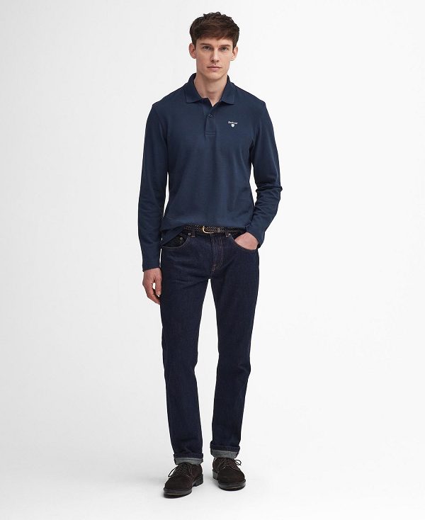 Barbour Original Sports Long-sleeved Polo Shirt Mørkeblå | BABO88221