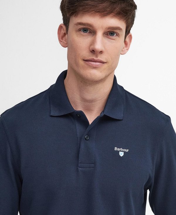 Barbour Original Sports Long-sleeved Polo Shirt Mørkeblå | BABO88221