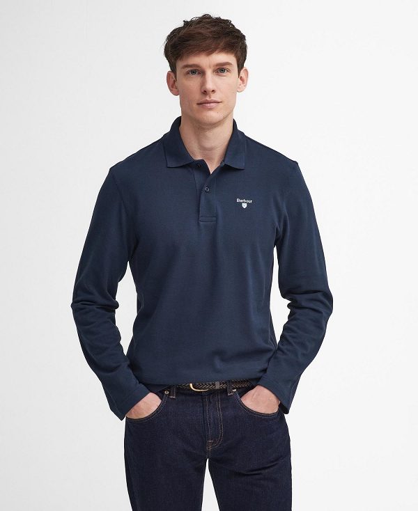 Barbour Original Sports Long-sleeved Polo Shirt Mørkeblå | BABO88221