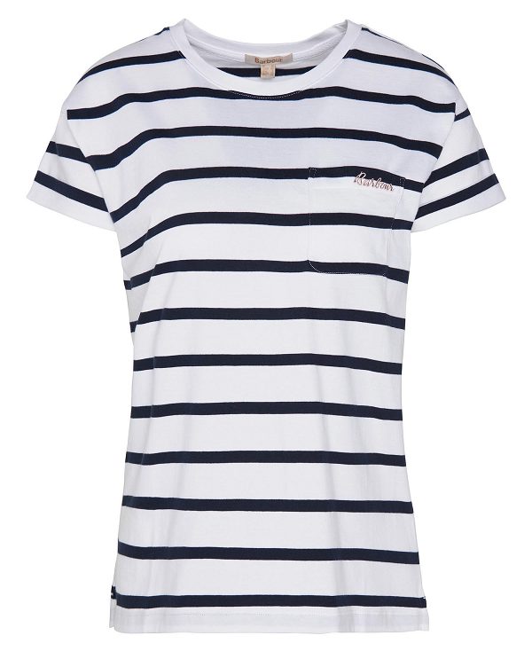 Barbour Otterburn Stripe T-shirt Hvide | BABO89561