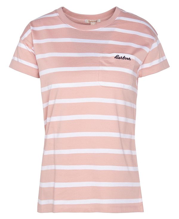 Barbour Otterburn Stripe T-shirt Lyserød | BABO89559