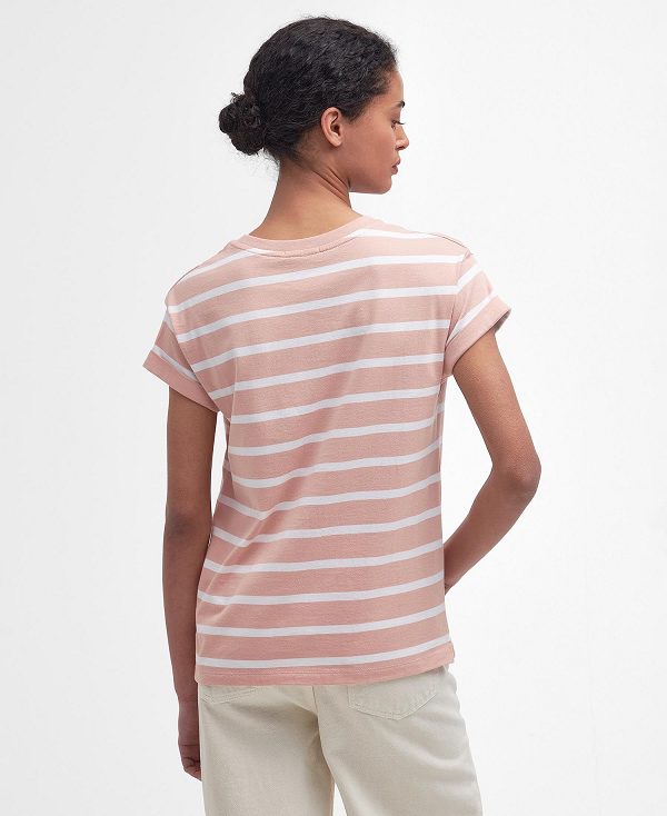 Barbour Otterburn Stripe T-shirt Lyserød | BABO89559