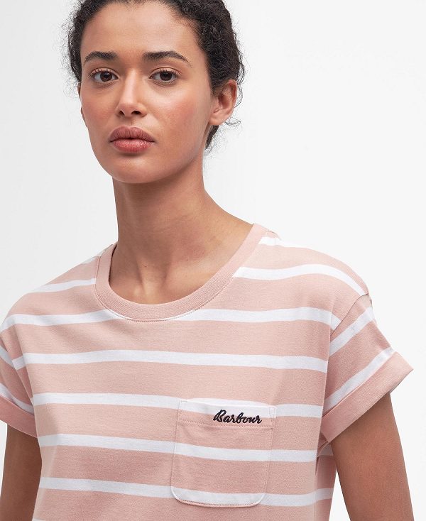 Barbour Otterburn Stripe T-shirt Lyserød | BABO89559