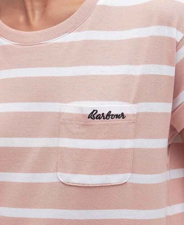 Barbour Otterburn Stripe T-shirt Lyserød | BABO89559