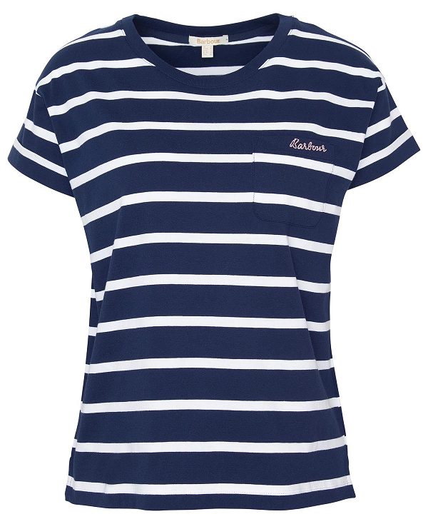 Barbour Otterburn Stripe T-shirt Mørkeblå | BABO89544