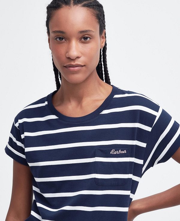 Barbour Otterburn Stripe T-shirt Mørkeblå | BABO89544