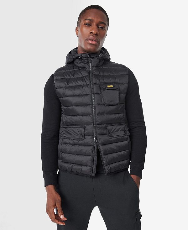 Barbour Ousten Hooded Gilet Sort | BABO87524