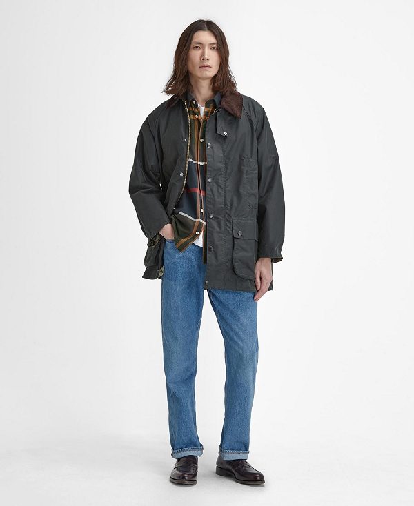 Barbour Oversized Beaufort Waxed Jacket Sort | BABO87276