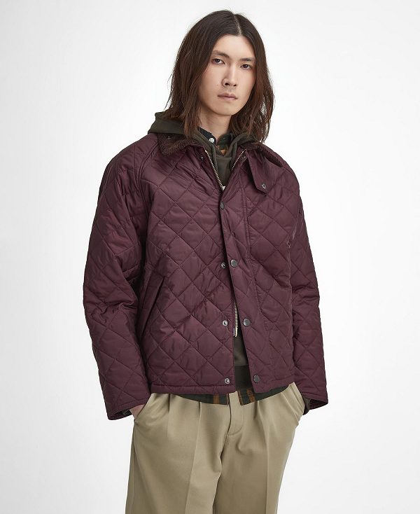 Barbour Oversized Transport Quilted Jacket Bordeaux | BABO87383