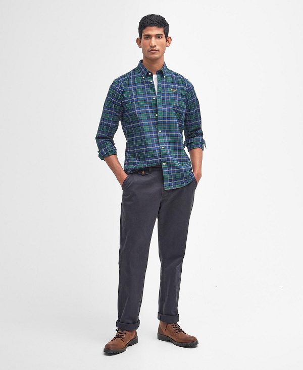 Barbour Oxbridge Tartan Tailored Shirt Mørkegrøn | BABO87589