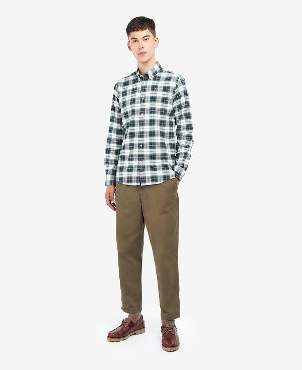 Barbour Oxbridge Tartan Tailored Shirt Mørkegrøn | BABO87602