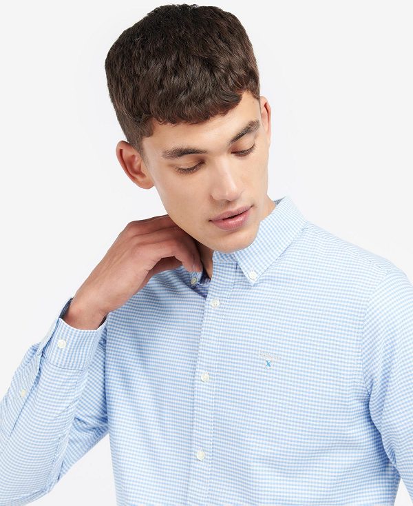 Barbour Oxford Tailored Long-sleeved Gingham Shirt Blå | BABO87612