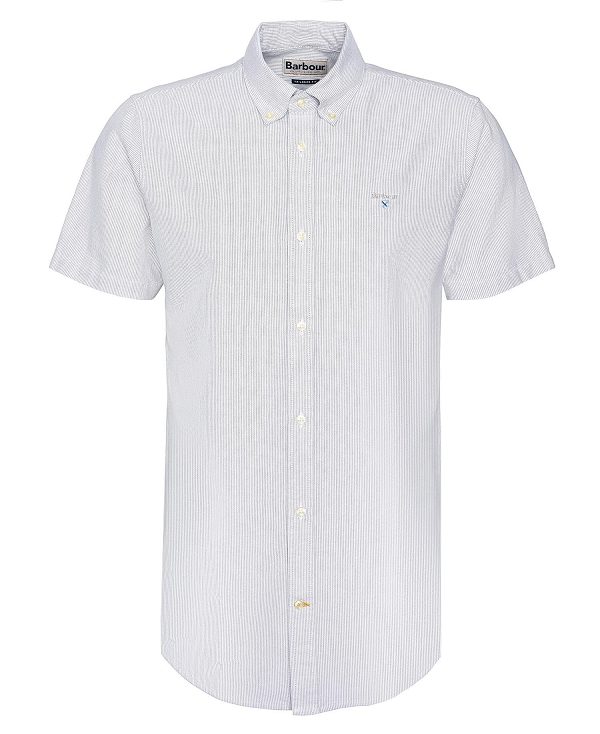 Barbour Oxford Tailored Short-sleeved Pinstripe Shirt Grå | BABO87704