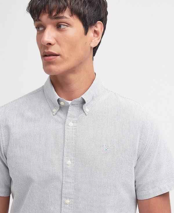 Barbour Oxford Tailored Short-sleeved Pinstripe Shirt Grå | BABO87704