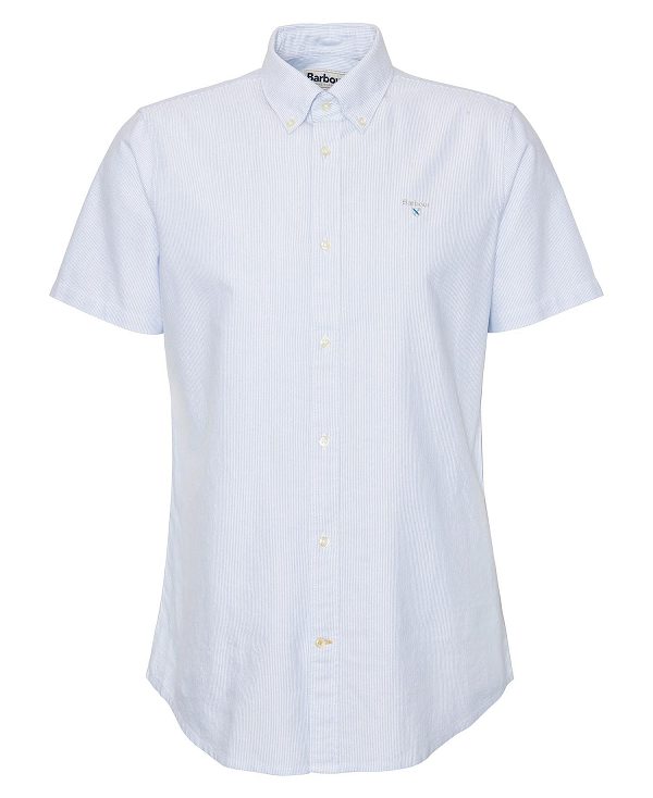 Barbour Oxford Tailored Short-sleeved Pinstripe Shirt Blå | BABO87706