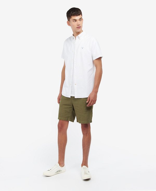 Barbour Oxford Tailored Short-sleeved Shirt Hvide | BABO87650