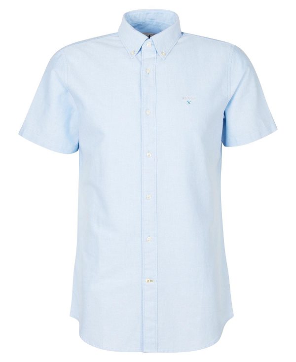 Barbour Oxford Tailored Short-sleeved Shirt Blå | BABO87653