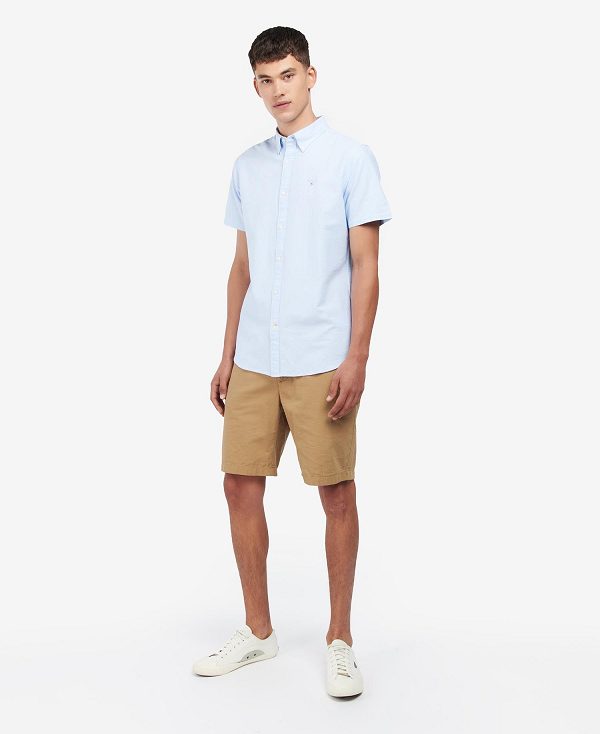 Barbour Oxford Tailored Short-sleeved Shirt Blå | BABO87653