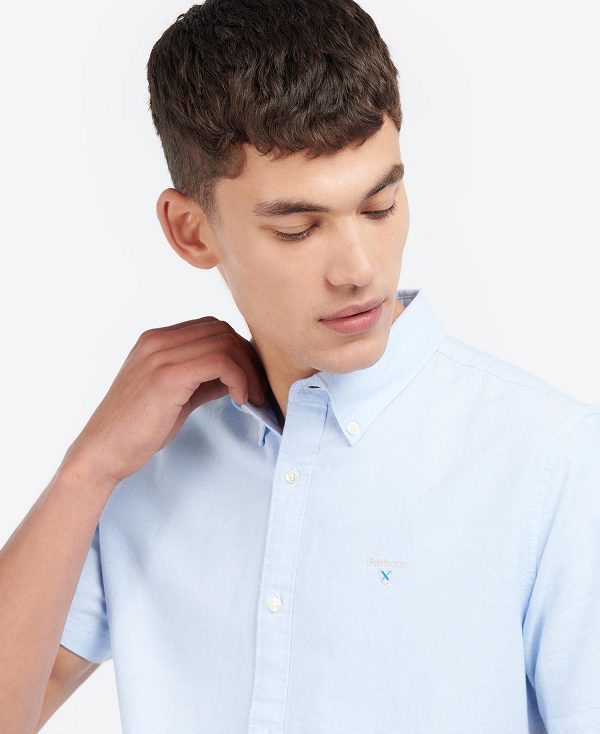 Barbour Oxford Tailored Short-sleeved Shirt Blå | BABO87653