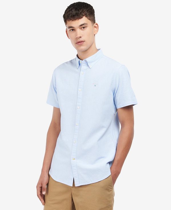 Barbour Oxford Tailored Short-sleeved Shirt Blå | BABO87653