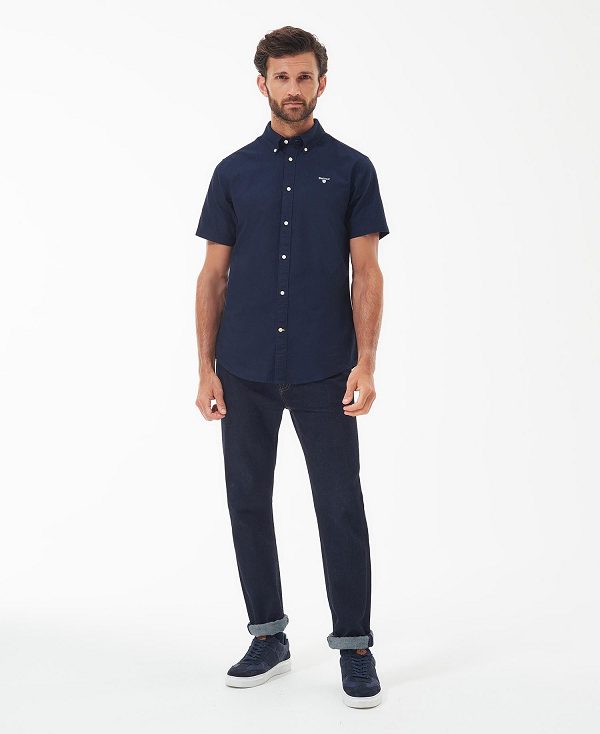 Barbour Oxford Tailored Short-sleeved Shirt Mørkeblå | BABO87656