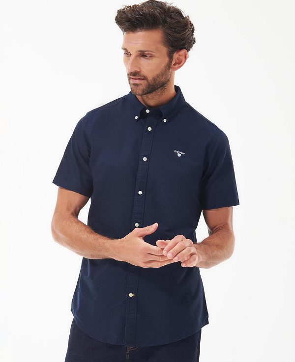 Barbour Oxford Tailored Short-sleeved Shirt Mørkeblå | BABO87656