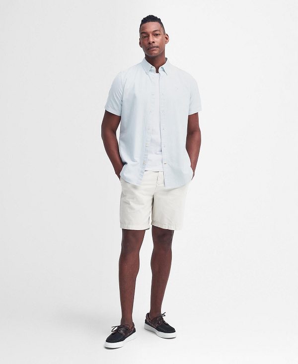 Barbour Oxford Tailored Short-sleeved Shirt Blå | BABO87774