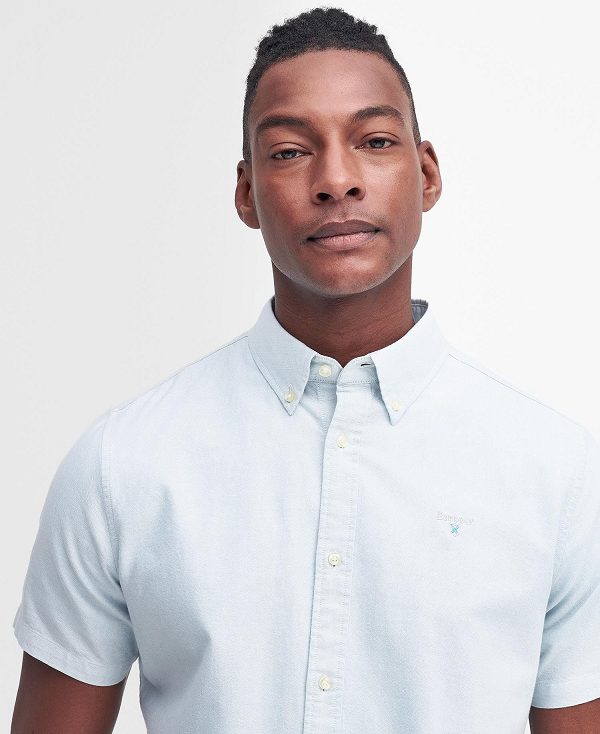 Barbour Oxford Tailored Short-sleeved Shirt Blå | BABO87774