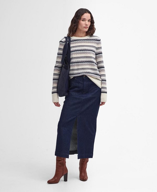 Barbour Peak Striped Crew Neck Jumper Flerfarvede | BABO89764