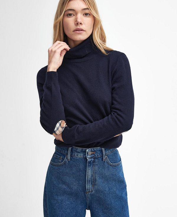 Barbour Pendle Roll-neck Jumper Mørkeblå | BABO89714