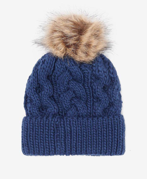 Barbour Penshaw Cable-knit Beanie Mørkeblå | BABO90044