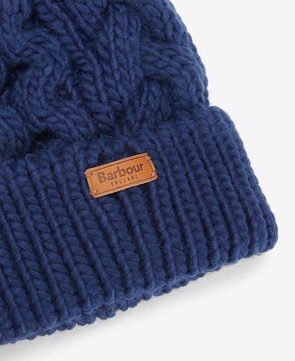 Barbour Penshaw Cable-knit Beanie Mørkeblå | BABO90044