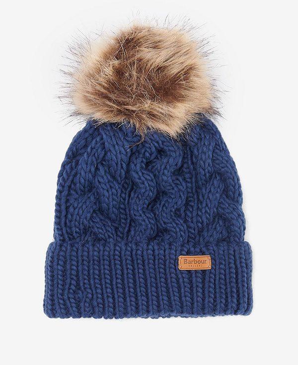 Barbour Penshaw Cable-knit Beanie Mørkeblå | BABO90044