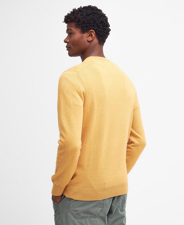 Barbour Pima Cotton Crew Neck Jumper Orange Guld | BABO88497